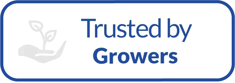A badge that states that AirFlow vented film is trusted by growers of flowers, plants and herbs. 